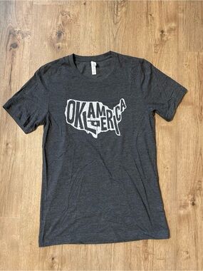 Bella Canvas Dark Gray OKLAmerica Map Graphic Tee